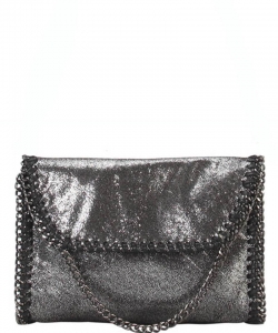 Metal PU Leather Chain Edging Cross Body Handbag GF6518 CHARCOAL
